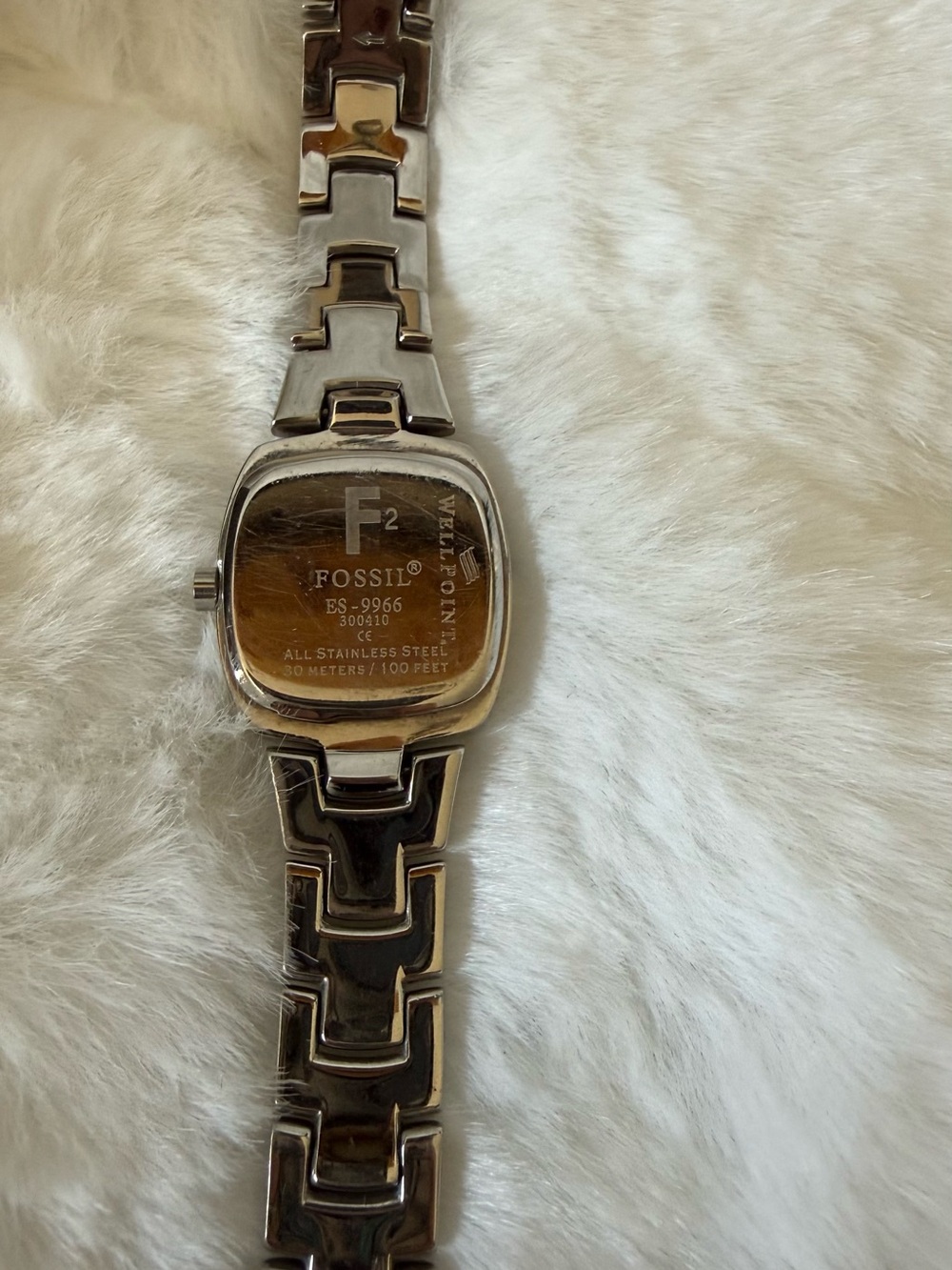 Fossil Silver Tone Mother-of-Pearl Bracelet Watch with Crystal Bezel - Picture 5 of 6